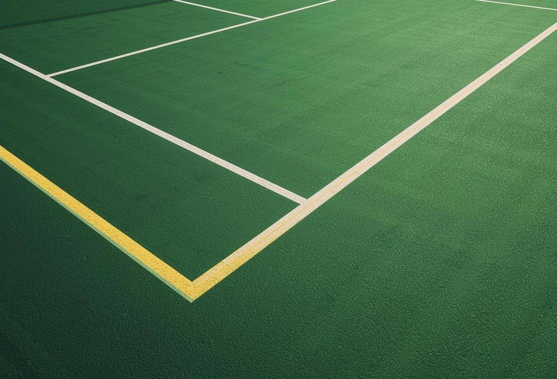 Sports court striping with sharp boundary lines